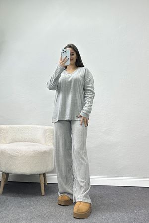 V Yaka Raporlu İnterlok Takım Açıkgri - 2280.1287.