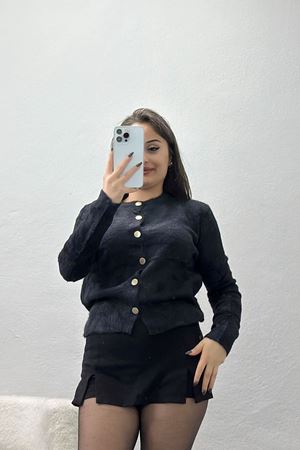 Yumuşak Dokulu Hırka Siyah - 2241.1765.