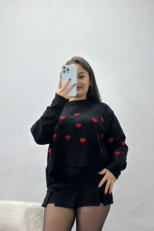 Kalp Detaylı Triko Siyah - 2337.1765.