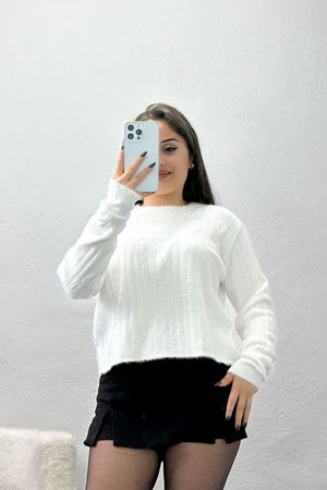 Bisiklet Yaka Triko Beyaz - 2412.1765.