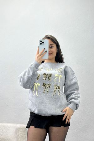 3 İplik Baskılı Sweat Gri - 42244.1878.