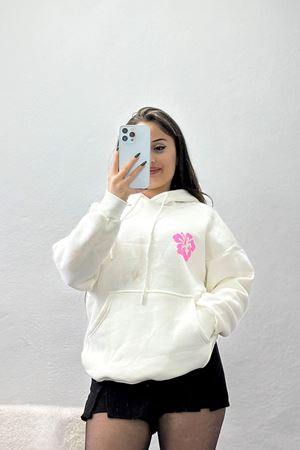 3 İplik Kanguru Cepli Kapşonlu Sweat Ekrupembe - 42247.1878.