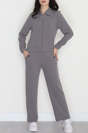 Likralı İthal Krep İkili Takım Antrasit - 42070.1837.