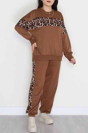 Garnili 2 İplik Büyük Beden Eşofman Takımı Kahve - 50782.1857.