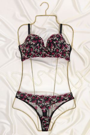 Dal Desen Sütyen Takım Dolgulu Siyah - 2564.1783.