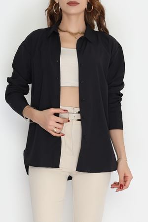 Çift Düğme Manşetli Terikoton Siyah - 90157.1949.