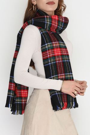 Desenli Kaşe Şal Siyahkırmızı - 70811.750.