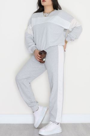 Garnili 2 İplik Büyük Beden Eşofman Takımı Gri - 50783.1857.