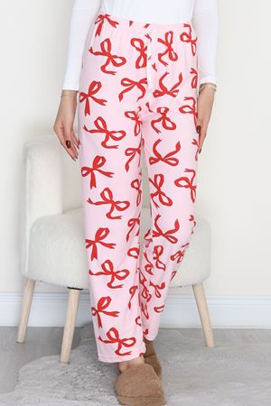 Desenli Süet Pijama Altı Kırmızıpembe - 103.1287.