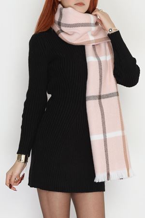 Desenli Kaşe Şal Tozpembe - 70811.750.