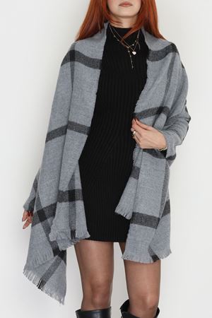 Desenli Kaşe Şal Grisiyah - 70811.750.