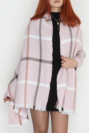 Desenli Kaşe Şal Pembekahve - 70811.750.