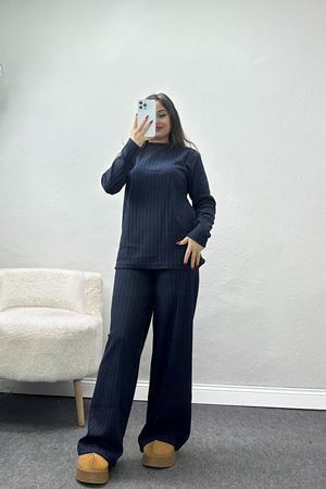 Yarım Balıkçı Raporlu İnterlok Bluzlu Takım Lacivert - 2268.1287.