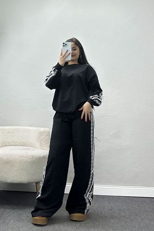 Dantel Şeritli 2 İplik Eşofman Takımı Siyah - 50801.1857.