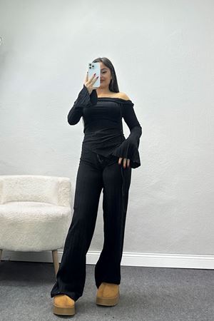 Madonna Yaka Likralı İnterlok Fitilli Takım Siyah - 90967.1748.