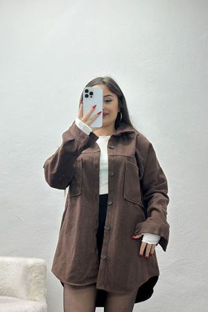 Çift Cep Kaşe Gömlek Açıkkahve - 20258.1775.