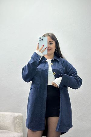 Çift Cep Kaşe Gömlek Koyuindigo - 20258.1775.