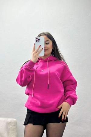 3 İplik Kapşonlu Baskılı Sweat Fuşya - 42232.1878.