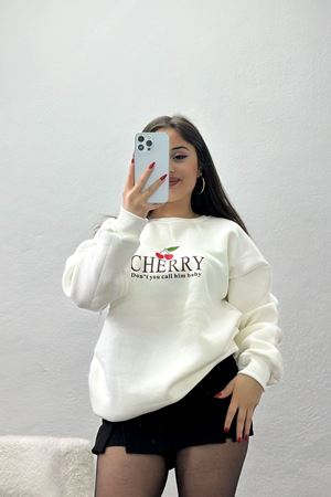 3 İplik Bisiklet Yaka Sweat Ekru - 42235.1878.