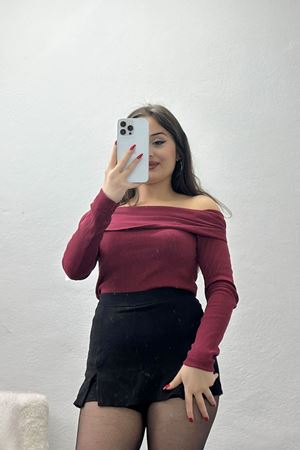Madonna Yaka Kaşkorse Bluz Bordo - 70709.1748.