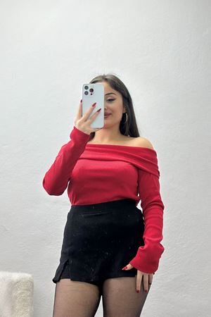 Madonna Yaka Kaşkorse Bluz Kırmızı - 70709.1748.