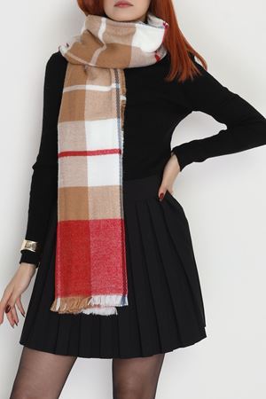 Desenli Kaşe Şal Bejkırmızı - 70811.750.