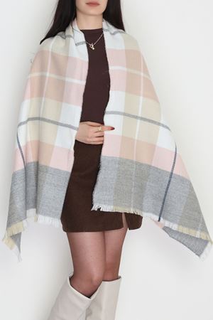 Desenli Kaşe Şal Pudragri - 70811.750.