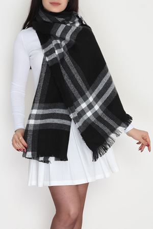 Desenli Kaşe Şal Siyahgri - 70811.750.