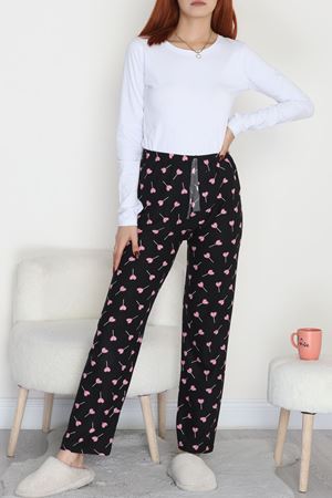 Desenli Süet Pijama Altı Siyahpembekalp - 103.1287.