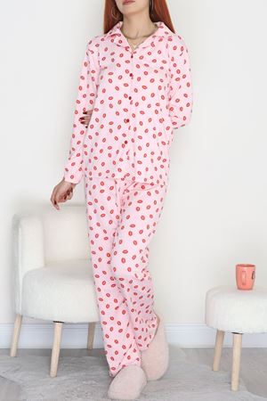 Soft Milan Düğmeli Pijama Takımı Pembedudak - 7511.1287.