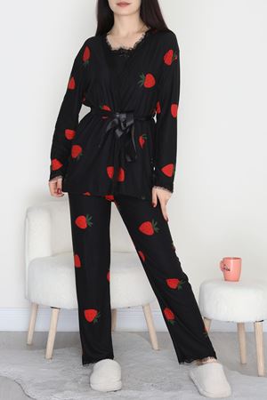 Süet 3'Lü Pijama Set Siyahçilek - 798.1287.