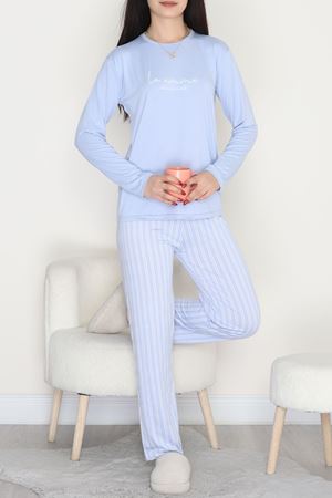 Enjeksiyon Baskı Milan Pijama Takımı Mavibeyaz - 6665.1287.