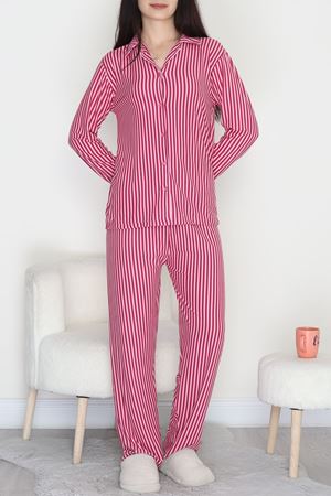 Düğmeli Süet Takım Fuşyapembe - 450.1287.