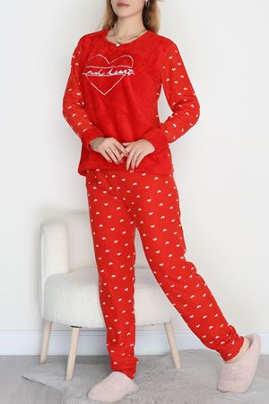 Peluş Polar Pijama Takımı Kırmızıbeyaz - 50767.1961.