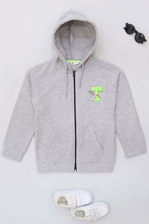 8-12 Yaş Çocuk Nakışlı Sweat Gri - 324676.1576.