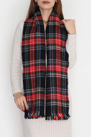 Desenli Kaşe Şal Kırmızıekose - 70811.750.