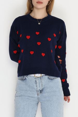 Kalp Detaylı Triko Lacivert - 2337.1765.