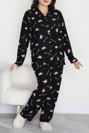 Büyük Beden Süet Takım Siyahpembe - 455.1287.