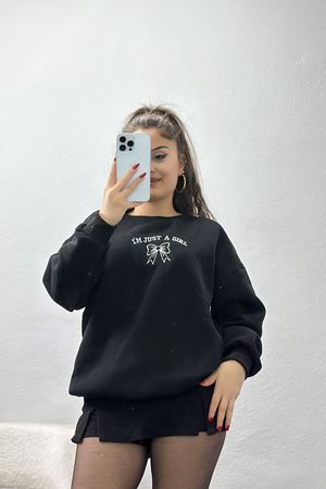 3 İplik Bisiklet Yaka Sweat Siyah - 42245.1878.