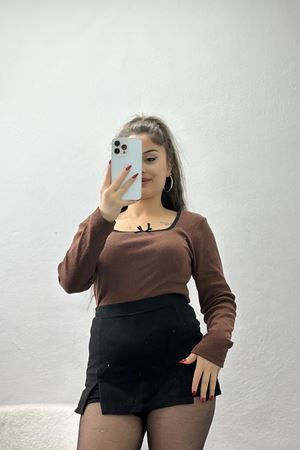 Çerçeve Yaka Fiyonk Detay Kaşkorse Body Kahve - 70786.599.