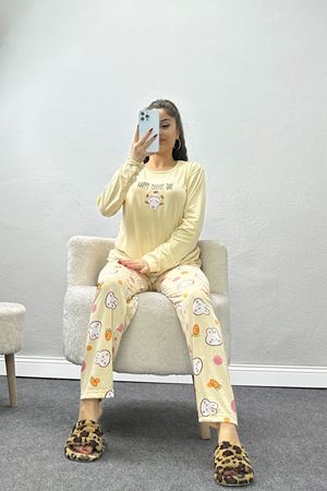 Soft Milan Enjeksiyon Baskılı Pijama Takımı Sarıturuncu - 664.1287.