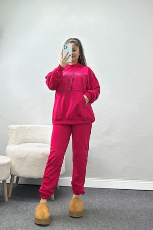 2 İplik Baskılı Eşofman Takımı Fuşya - 31310.1878.