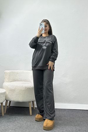 2 İplik Baskılı Eşofman Takımı Antrasitekru - 31312.1878.