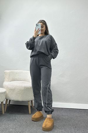 Biyeli 2 İplik Eşofman Takımı Füme - 50792.1857.