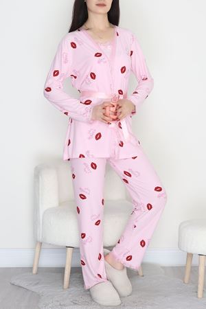 Süet 3'Lü Pijama Set Kırmızıdudak - 798.1287.