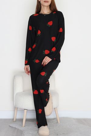 Süet Alt Üst Aynı Pijama Takımı Siyahçilek - 118.1287.