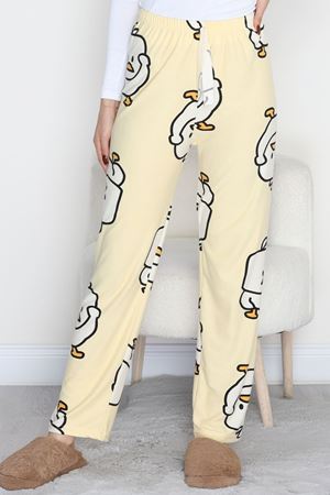 Desenli Süet Pijama Altı Sarı - 103.1287.