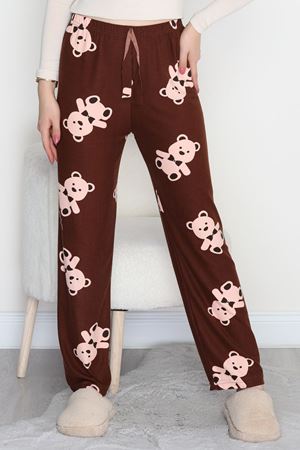 Desenli Süet Pijama Altı Kahvebej - 103.1287.