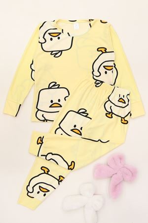 3-14 Yaş Süet Manşetli Alt Üst Aynı Takım Sarıördek - 410.1287.