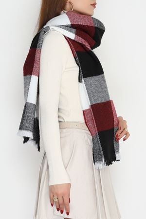 Desenli Kaşe Şal Siyahbordo - 70811.750.